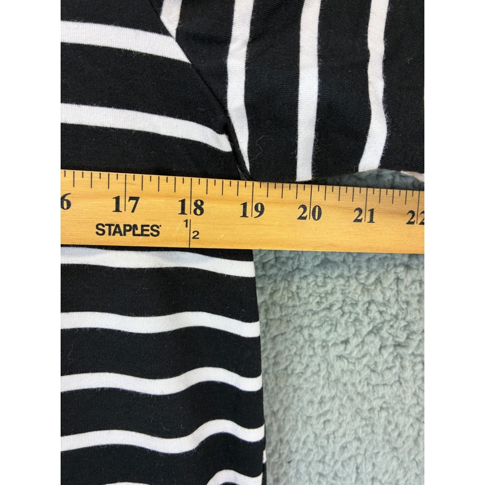 Uniqlo AIRism T-Shirt Dress Striped Womens XL Black White Midi Short Sleeve - Picture 9 of 12